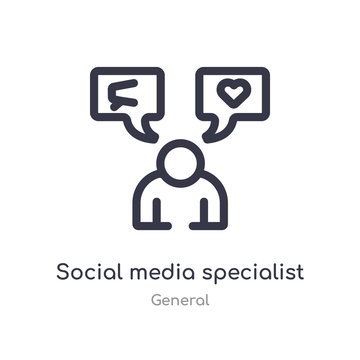 social media specialist outline icon. isolated line vector illustration from general collection. editable thin stroke social media specialist icon on white background