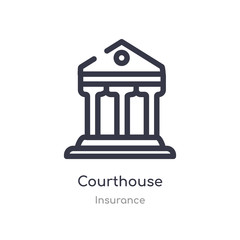 courthouse outline icon. isolated line vector illustration from insurance collection. editable thin stroke courthouse icon on white background