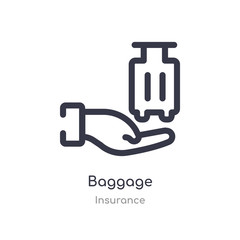 baggage outline icon. isolated line vector illustration from insurance collection. editable thin stroke baggage icon on white background