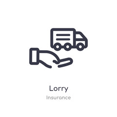 lorry outline icon. isolated line vector illustration from insurance collection. editable thin stroke lorry icon on white background