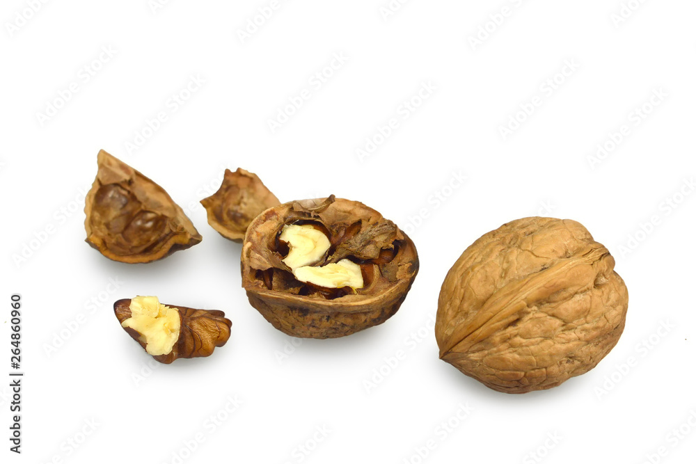Wall mural Walnuts isolated on white background - Wall murals