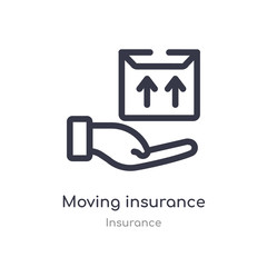 moving insurance outline icon. isolated line vector illustration from insurance collection. editable thin stroke moving insurance icon on white background