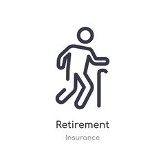retirement outline icon. isolated line vector illustration from insurance collection. editable thin stroke retirement icon on white background