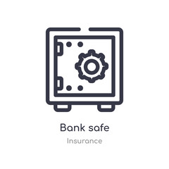 bank safe outline icon. isolated line vector illustration from insurance collection. editable thin stroke bank safe icon on white background