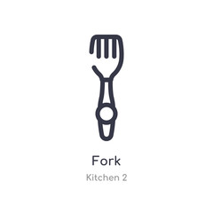 fork outline icon. isolated line vector illustration from kitchen 2 collection. editable thin stroke fork icon on white background