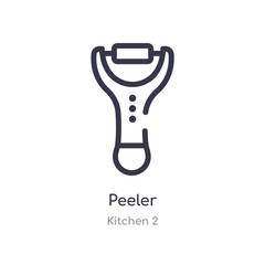 peeler outline icon. isolated line vector illustration from kitchen 2 collection. editable thin stroke peeler icon on white background