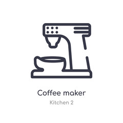 coffee maker outline icon. isolated line vector illustration from kitchen 2 collection. editable thin stroke coffee maker icon on white background