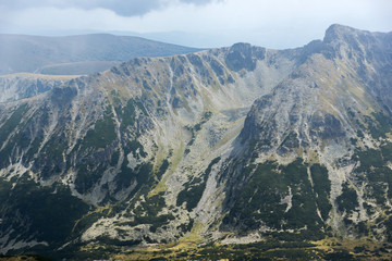 Amazing Panoramic view of hills covered with fog from Musala peak, Rila mountain, Bulgaria