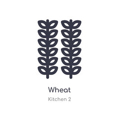 wheat outline icon. isolated line vector illustration from kitchen 2 collection. editable thin stroke wheat icon on white background