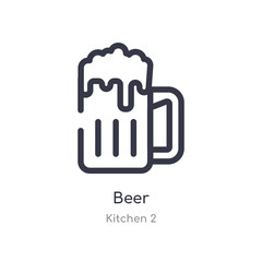 beer outline icon. isolated line vector illustration from kitchen 2 collection. editable thin stroke beer icon on white background