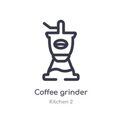 coffee grinder outline icon. isolated line vector illustration from kitchen 2 collection. editable thin stroke coffee grinder icon on white background