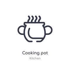 cooking pot outline icon. isolated line vector illustration from kitchen collection. editable thin stroke cooking pot icon on white background