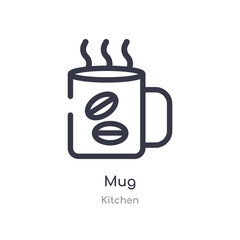 mug outline icon. isolated line vector illustration from kitchen collection. editable thin stroke mug icon on white background