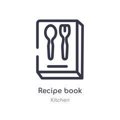 Fototapeta premium recipe book outline icon. isolated line vector illustration from kitchen collection. editable thin stroke recipe book icon on white background