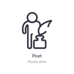 poet outline icon. isolated line vector illustration from people skills collection. editable thin stroke poet icon on white background