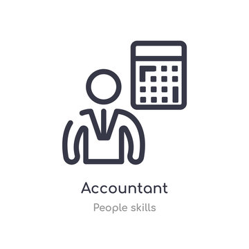 Accountant Outline Icon. Isolated Line Vector Illustration From People Skills Collection. Editable Thin Stroke Accountant Icon On White Background