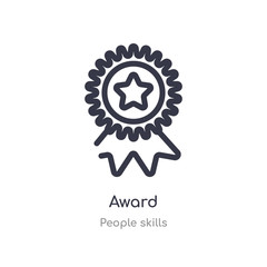 award outline icon. isolated line vector illustration from people skills collection. editable thin stroke award icon on white background
