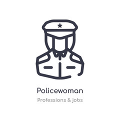 policewoman outline icon. isolated line vector illustration from professions & jobs collection. editable thin stroke policewoman icon on white background