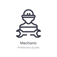 mechanic outline icon. isolated line vector illustration from professions & jobs collection. editable thin stroke mechanic icon on white background