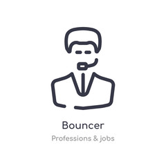 bouncer outline icon. isolated line vector illustration from professions & jobs collection. editable thin stroke bouncer icon on white background