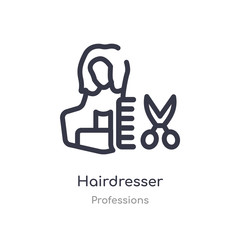 hairdresser outline icon. isolated line vector illustration from professions collection. editable thin stroke hairdresser icon on white background