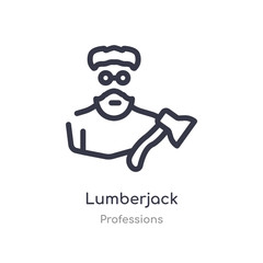 lumberjack outline icon. isolated line vector illustration from professions collection. editable thin stroke lumberjack icon on white background