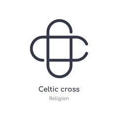 celtic cross outline icon. isolated line vector illustration from religion collection. editable thin stroke celtic cross icon on white background