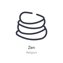 zen outline icon. isolated line vector illustration from religion collection. editable thin stroke zen icon on white background