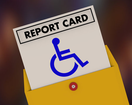 Wheelchair Disabled Person Symbol Disability Report Card Test Exam Result 3d Illustration