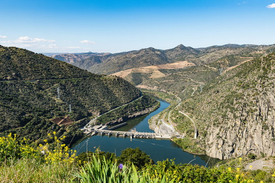 Valeira Dam and surrounding landscape