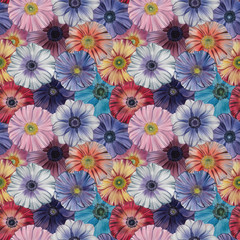 Ornament of flowers. Seamless floral watercolor. Hand painted watercolor flowers illustrations. Seamless botanical watercolor exotic floral pattern. Elegant  flowers art design.