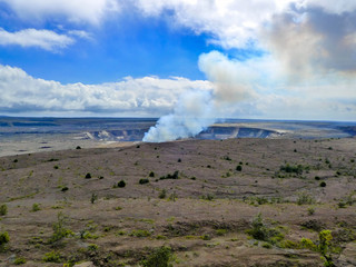 Fototapeta na wymiar Sulfur smoke coming out of a crater on Mauna Kea, Big Island, Hawaii
