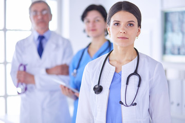Fototapeta premium Group of doctors and nurses standing in the hospital Accident and Emergency department