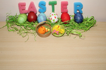 Easter egg hunt, easter decoration, painted eggs