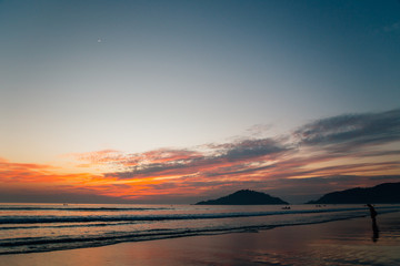 Fototapeta na wymiar Palolem beach sunset scenery in Goa, India