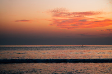 Naklejka na ściany i meble Palolem beach sunset scenery in Goa, India