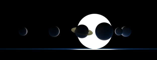 solar system and planets in space, 3d-render