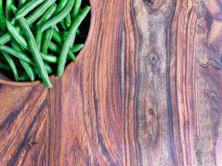 Bowl of green beans on the upper left