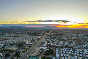 Aerial photo of Mesa Arizona retirement communities motor homes trailer parks