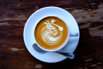 hot mocha coffee on the table