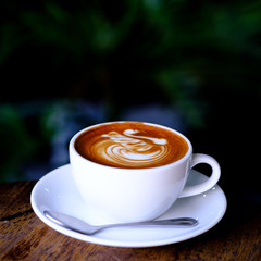 hot mocha coffee on the table