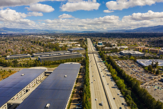 Aerial drone photo Apple Park Cupertino CA