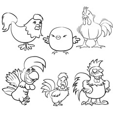 chicken set cartoon clipart