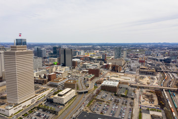 Fototapeta na wymiar Aerials of Downtown Nashville Tennessee