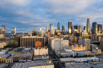 Aerial drone photo Downtown Los Angeles cityscape