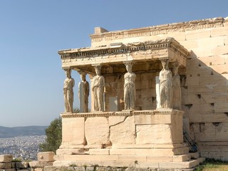 Obraz premium Facts of Acropolis Ancient Ruins in Athens, Greece