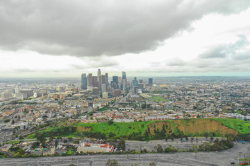Fototapeta premium Aerial photo Downtown Los Angeles CA