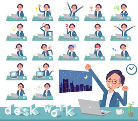 flat type blue suit Glasses man_desk work