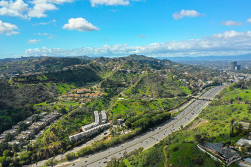 Fototapeta na wymiar Aerial shots of Hollywood Hills California Los Angeles CA