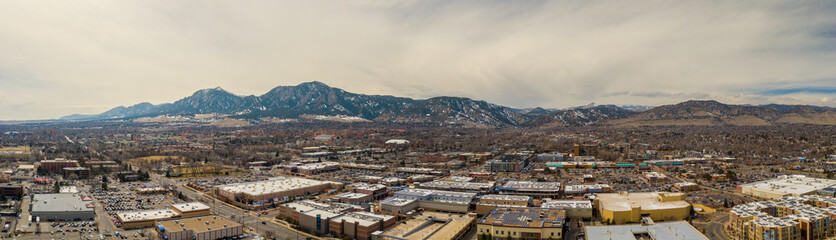 City landscape with mountains in background